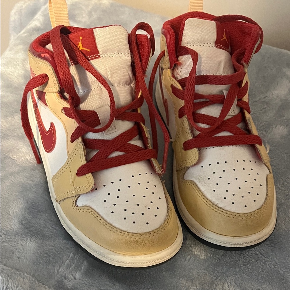Nike Kids Sneakers in Red, White, and Tan